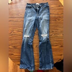 BKE Blue Distressed Wide Leg Jeans